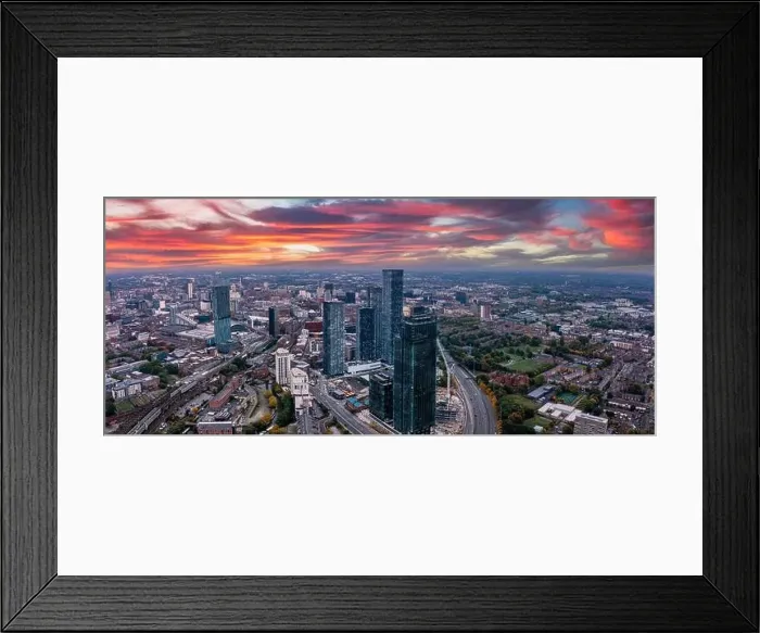 Framed Print : Aerial view of Manchester city in UK Framed Print : Aerial view of Manchester city in UK