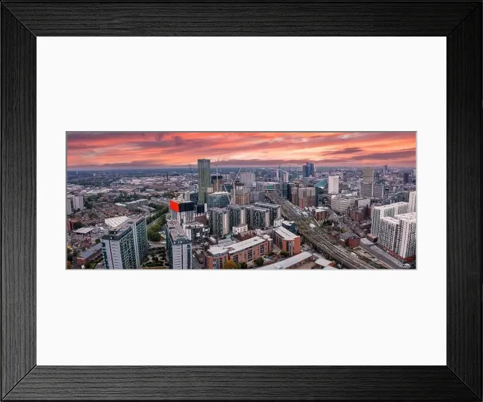Framed Print : Aerial view of Manchester city in UK Framed Print : Aerial view of Manchester city in UK