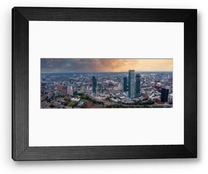Framed Print : Aerial view of Manchester city in UK Framed Print : Aerial view of Manchester city in UK