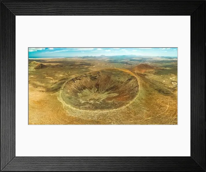 Framed Print : Aerial view of the volcano crater volcan Calderon Hondo Corralejo Fuerteventura