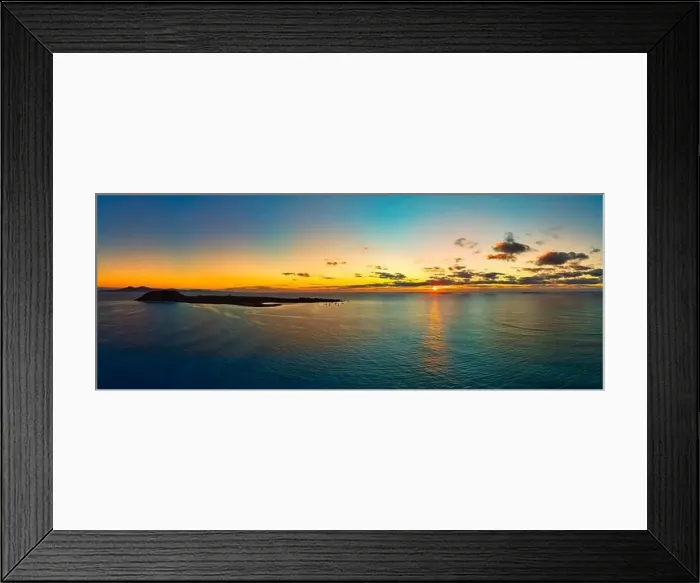 Framed Print : Beautiful stunning panoramic view of the sunrise over Isla de Lobos Fuerteventura