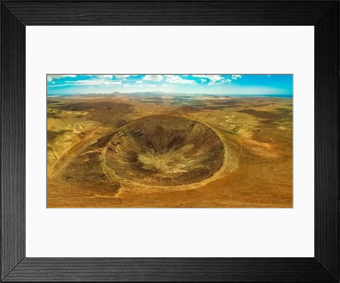 Framed Print : Aerial view of the volcano crater volcan Calderon Hondo Corralejo Fuerteventura Framed Print : Aerial view of the volcano crater volcan Calderon Hondo Corralejo Fuerteventura