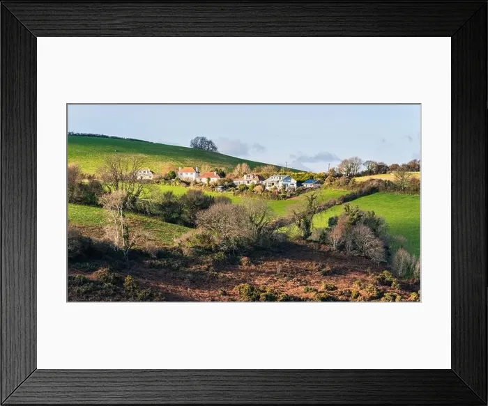 Framed Print : English Village and farmlands in Autumn Colors, Kingswear, Brixham, Devon, England, Europe Framed Print : English Village and farmlands in Autumn Colors, Kingswear, Brixham, Devon, England, Europe