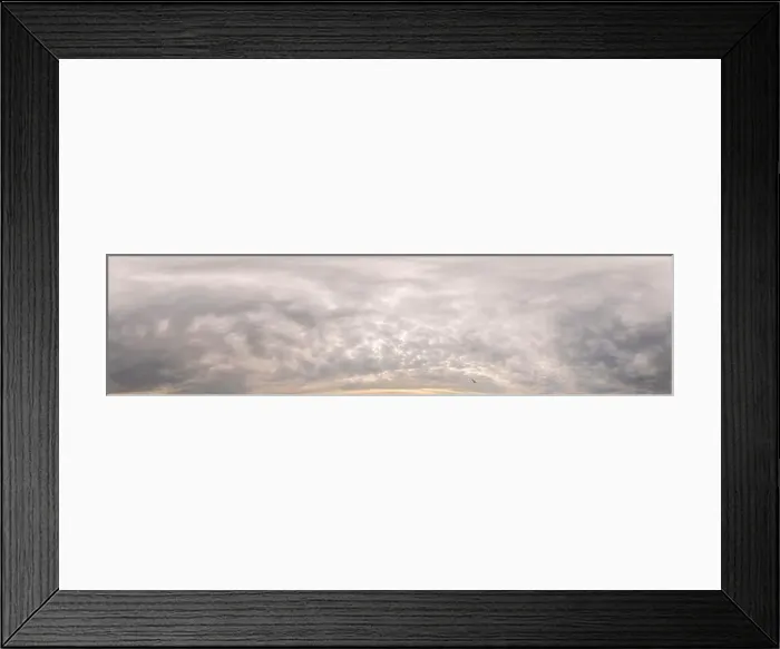 Framed Print : Overcast sunset sky pano with Cumulus clouds Framed Print : Overcast sunset sky pano with Cumulus clouds