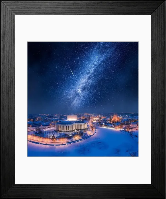 Framed Print : Milky way over Opera in Bydgoszcz at winter, Poland. Architecture in Poland at night Framed Print : Milky way over Opera in Bydgoszcz at winter, Poland. Architecture in Poland at night