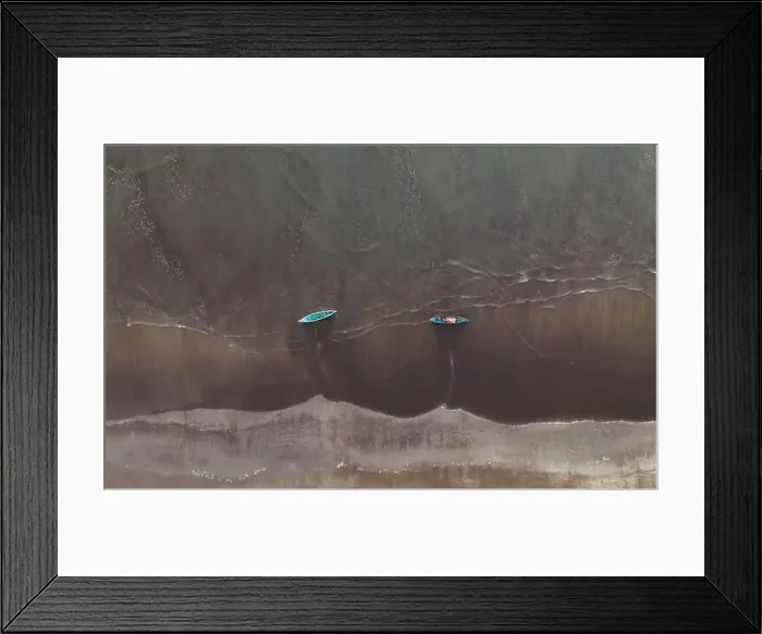 Framed Print : Local fishing boats parked at the beach in India Framed Print : Local fishing boats parked at the beach in India