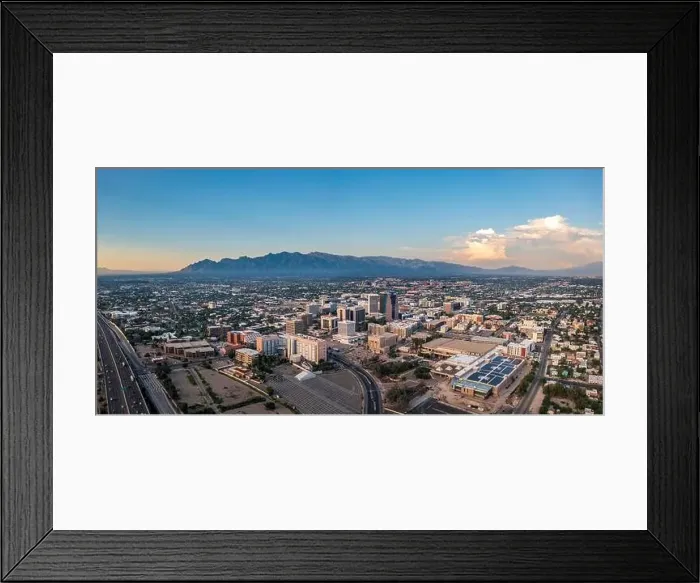 Framed Print : Large panorama of Tucson Arizona with Catalina Mountains in distance