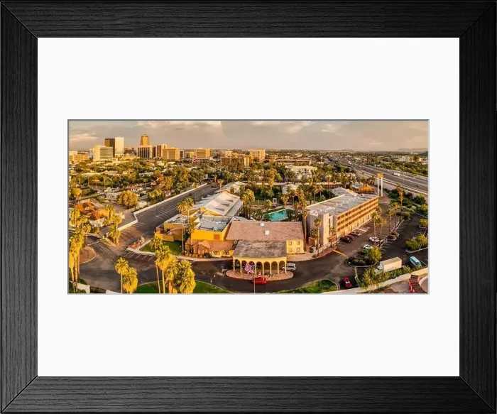 Framed Print : Vibrant sunset colors on Hotel Tucson, a boutique hotel in city center Framed Print : Vibrant sunset colors on Hotel Tucson, a boutique hotel in city center