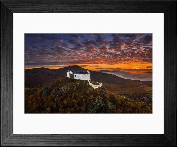 Framed Print : Fuzer, Hungary - Aerial view of the beautiful Castle of Fuzer (Fuzeri var) Framed Print : Fuzer, Hungary - Aerial view of the beautiful Castle of Fuzer (Fuzeri var)