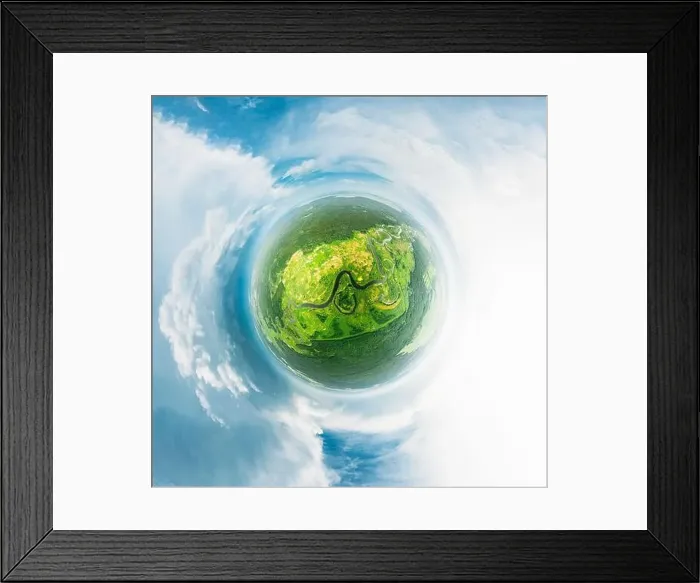 Framed Print : Aerial View Green Forest Woods And River Landscape In Sunny Summer Day Framed Print : Aerial View Green Forest Woods And River Landscape In Sunny Summer Day