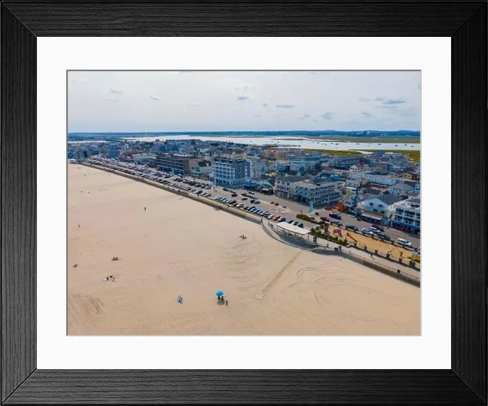 Framed Print : Hampton Beach aerial view including historic waterfront buildings on Ocean Boulevard and Hampton Beach State Park Framed Print : Hampton Beach aerial view including historic waterfront buildings on Ocean Boulevard and Hampton Beach State Park