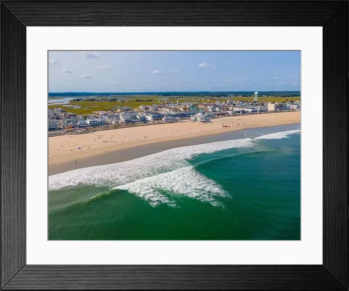 Framed Print : Hampton Beach aerial view including historic waterfront buildings on Ocean Boulevard and Hampton Beach State Park Framed Print : Hampton Beach aerial view including historic waterfront buildings on Ocean Boulevard and Hampton Beach State Park