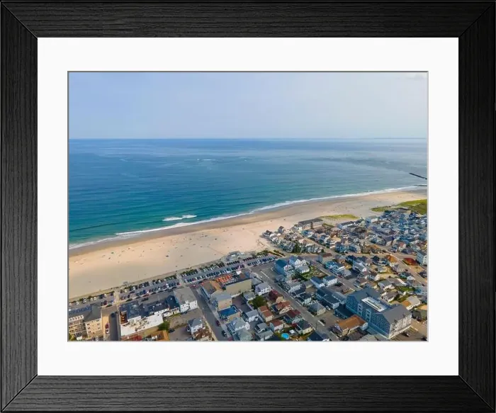 Framed Print : Hampton Beach aerial view including historic waterfront buildings on Ocean Boulevard and Hampton Beach State Park Framed Print : Hampton Beach aerial view including historic waterfront buildings on Ocean Boulevard and Hampton Beach State Park