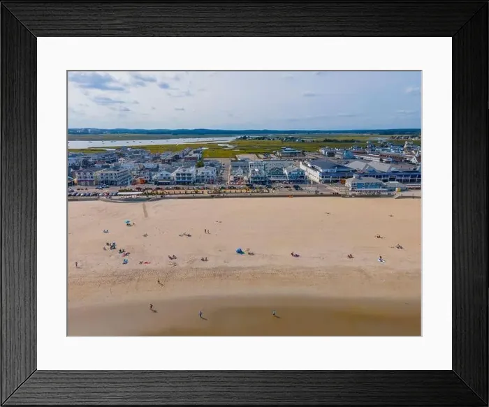 Framed Print : Hampton Beach aerial view including historic waterfront buildings on Ocean Boulevard and Hampton Beach State Park Framed Print : Hampton Beach aerial view including historic waterfront buildings on Ocean Boulevard and Hampton Beach State Park