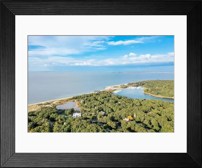 Framed Print : Aerial view of Lions Head and Clearwater Beach, East Hampton, NY Framed Print : Aerial view of Lions Head and Clearwater Beach, East Hampton, NY