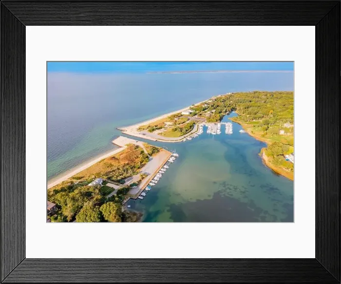 Framed Print : Aerial view of Lions Head and Clearwater Beach, East Hampton, NY Framed Print : Aerial view of Lions Head and Clearwater Beach, East Hampton, NY