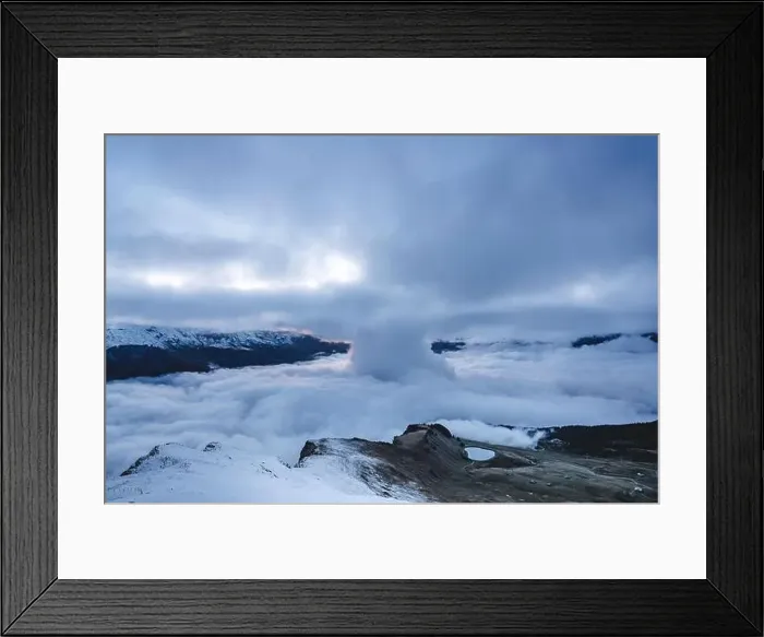 Framed Print : Foggy sky at sunrise over mountain peaks and Grindelwald, Mannlichen, Jungfrau Region, Bern canton, Switzerland Framed Print : Foggy sky at sunrise over mountain peaks and Grindelwald, Mannlichen, Jungfrau Region, Bern canton, Switzerland