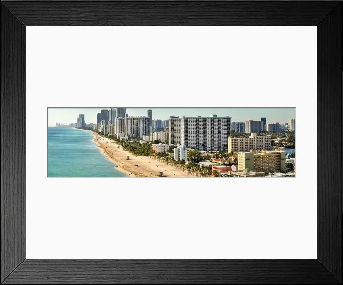 Framed Print : Aerial wide angle landscape photo Hollywood Beach FL