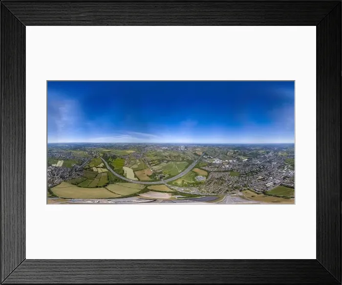 Framed Print : 360 Degree panoramic sphere aerial photo of the UK village of Cleckheaton in Bradford West Yorkshire in the UK showing Framed Print : 360 Degree panoramic sphere aerial photo of the UK village of Cleckheaton in Bradford West Yorkshire in the UK showing