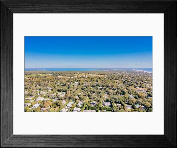 Framed Print : Aerial view of Amagansett and Napeague stretch looking towards Montauk, NY Framed Print : Aerial view of Amagansett and Napeague stretch looking towards Montauk, NY