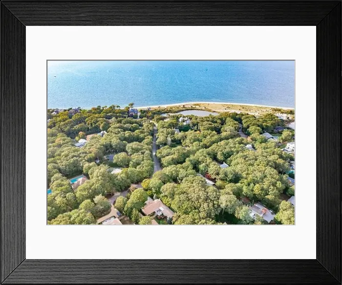 Framed Print : Aerial view of Lions head and gardiners bay in East Hampton, NY Framed Print : Aerial view of Lions head and gardiners bay in East Hampton, NY