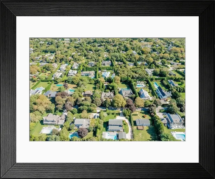 Framed Print : Aerial view of Miankoma lane and Meeting house lane and the homes on those streets in Amagansett, NY Framed Print : Aerial view of Miankoma lane and Meeting house lane and the homes on those streets in Amagansett, NY