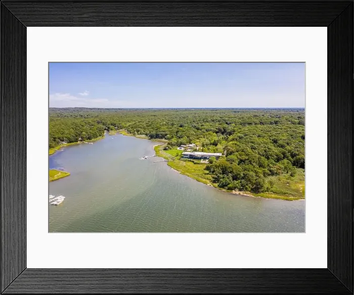 Framed Print : Aerial view of Bull Head Bay and the homes on West Neck Lane, Southampton, NY Framed Print : Aerial view of Bull Head Bay and the homes on West Neck Lane, Southampton, NY
