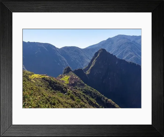 Framed Print : Aerial landscape of Machu Picchu along the Inca Trail from Sun Gate, Cusco, Peru Framed Print : Aerial landscape of Machu Picchu along the Inca Trail from Sun Gate, Cusco, Peru