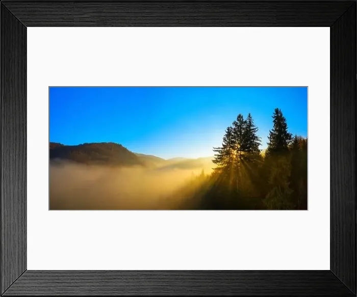 Framed Print : Wonderful autumn landscape in the mountains at dawn. Drone view of the autumn forest and low clouds Framed Print : Wonderful autumn landscape in the mountains at dawn. Drone view of the autumn forest and low clouds