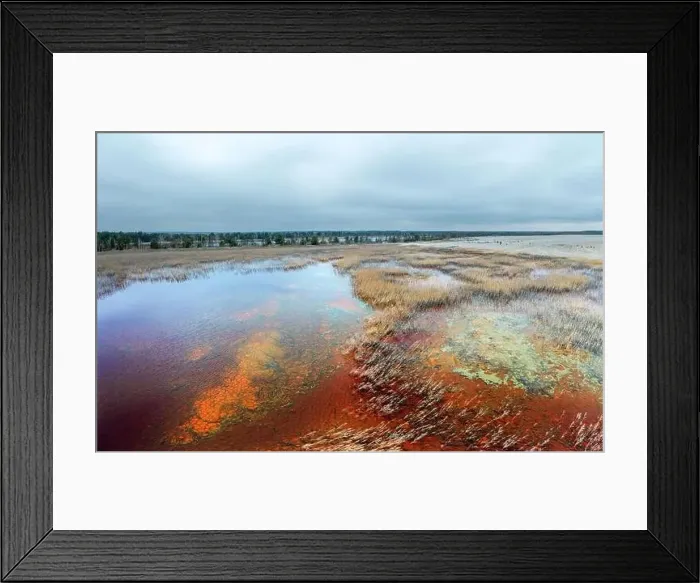 Framed Print : Mining of ores of various metals. Red toxic water in the reservoir of the mining and processing plant. Drone view Framed Print : Mining of ores of various metals. Red toxic water in the reservoir of the mining and processing plant. Drone view