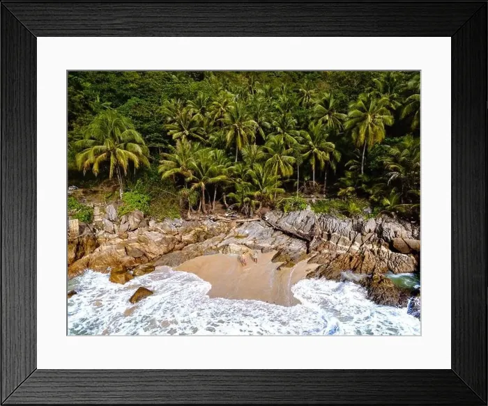 Framed Print : Freedom beach Phuket Thailand, aerial drone view at a tropical beach with palm trees in Phuket Thailand Framed Print : Freedom beach Phuket Thailand, aerial drone view at a tropical beach with palm trees in Phuket Thailand