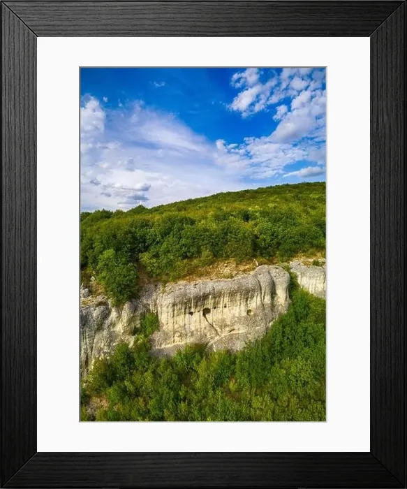 Framed Print : Drone top view Hankrumovski Rock-monastery (Shumen plateau, Bulgaria) Framed Print : Drone top view Hankrumovski Rock-monastery (Shumen plateau, Bulgaria)
