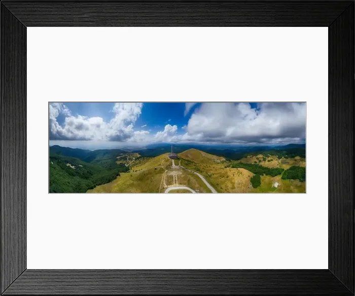 Framed Print : Drone top view Buzludzha - abandoned communist building in the Balkan mountains, Bulgaria. UFO dish look a like Framed Print : Drone top view Buzludzha - abandoned communist building in the Balkan mountains, Bulgaria. UFO dish look a like