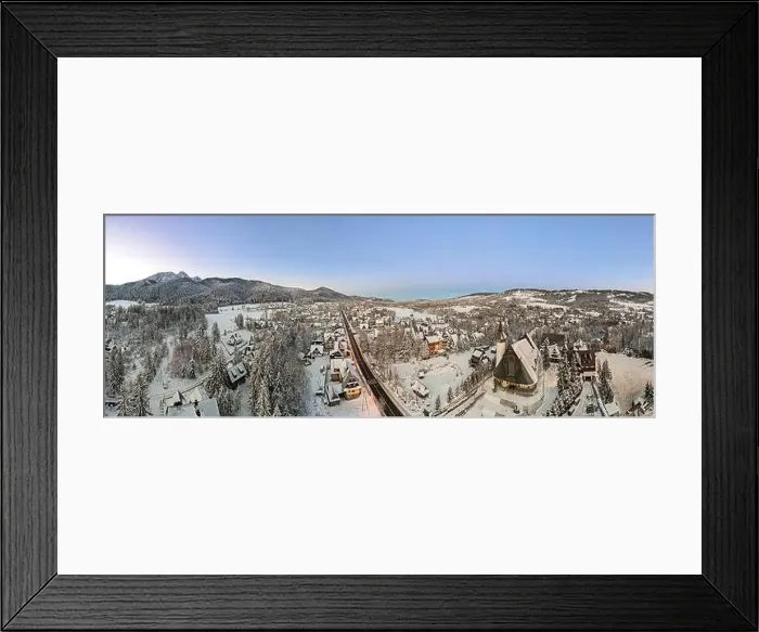 Framed Print : Aerial Panorama of Zakopane City and Giewont in Tatras Mountains at Winter Framed Print : Aerial Panorama of Zakopane City and Giewont in Tatras Mountains at Winter