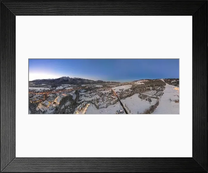 Framed Print : Zakopane Winter Capital of Poland. Aerial Drone Panoramic View at Sunrise Framed Print : Zakopane Winter Capital of Poland. Aerial Drone Panoramic View at Sunrise
