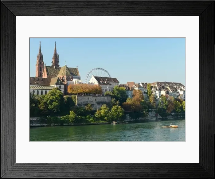 Framed Print : View at river Rhine on Basel in Switzerland Framed Print : View at river Rhine on Basel in Switzerland