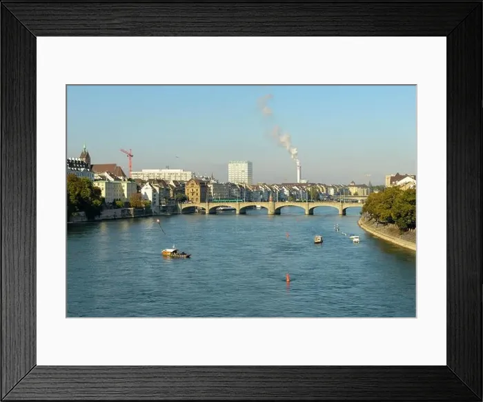 Framed Print : View at river Rhine on Basel in Switzerland Framed Print : View at river Rhine on Basel in Switzerland