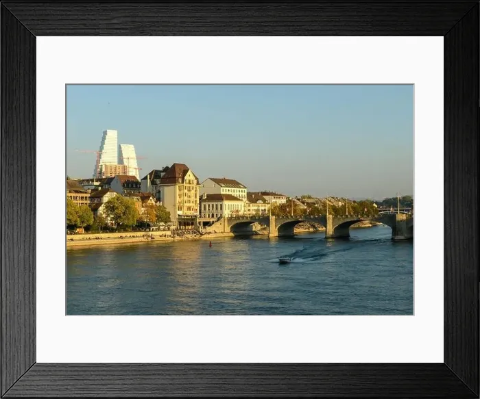 Framed Print : View at river Rhine on Basel in Switzerland Framed Print : View at river Rhine on Basel in Switzerland