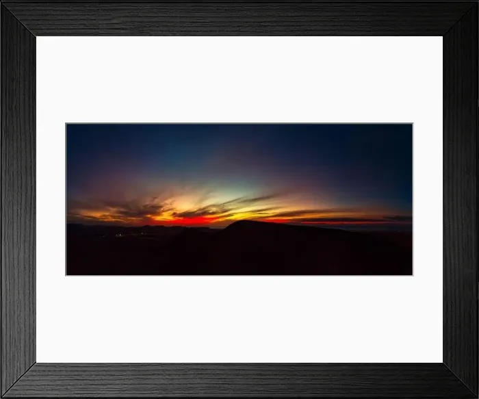 Framed Print : Stunning panoramic image just after sunset over volcan Calderon Hondo volcano near Lajares Fuerteventura Framed Print : Stunning panoramic image just after sunset over volcan Calderon Hondo volcano near Lajares Fuerteventura