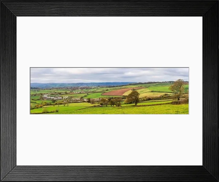 Framed Print : Farmlands, Meadows and Fields over Devon in the colors of fall, England, Europe Framed Print : Farmlands, Meadows and Fields over Devon in the colors of fall, England, Europe