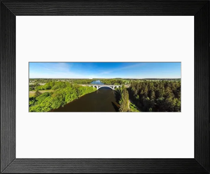 Framed Print : Summer panoramic aerial view of bridge and Kymijoki river waters in Finland, Kymenlaakso, Kouvola, Koria Framed Print : Summer panoramic aerial view of bridge and Kymijoki river waters in Finland, Kymenlaakso, Kouvola, Koria