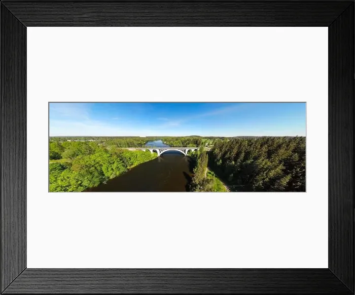Framed Print : Summer panoramic aerial view of bridge and Kymijoki river waters in Finland, Kymenlaakso, Kouvola, Koria Framed Print : Summer panoramic aerial view of bridge and Kymijoki river waters in Finland, Kymenlaakso, Kouvola, Koria