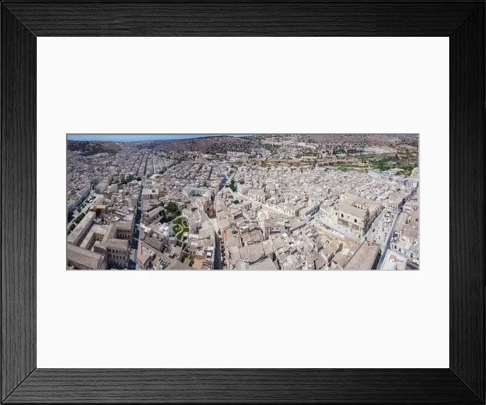 Framed Print : Aerial drone shot of the baroque town of Scicli, Province of Ragusa, south east Sicily Framed Print : Aerial drone shot of the baroque town of Scicli, Province of Ragusa, south east Sicily