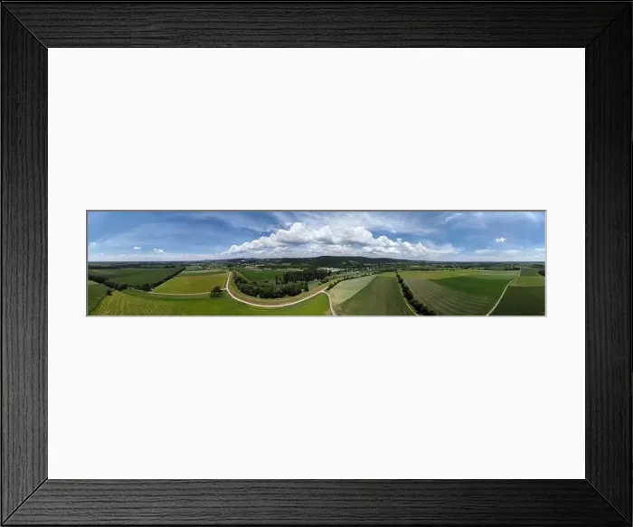 Framed Print : Panorama landscape from the air in the Bavarian Danube area with cloudy summer sky Framed Print : Panorama landscape from the air in the Bavarian Danube area with cloudy summer sky