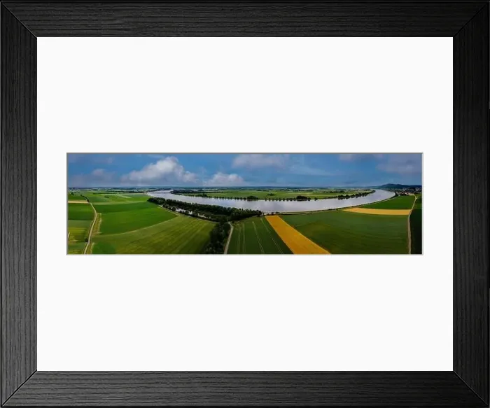 Framed Print : Panorama landscape from the air in the Bavarian Danube area with cloudy summer sky Framed Print : Panorama landscape from the air in the Bavarian Danube area with cloudy summer sky