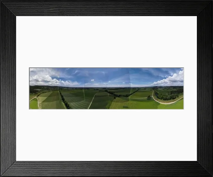 Framed Print : Panorama landscape from the air in the Bavarian Danube area with cloudy summer sky Framed Print : Panorama landscape from the air in the Bavarian Danube area with cloudy summer sky