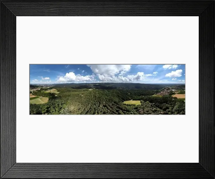 Framed Print : Panorama landscape from the air in the Bavarian Danube area with cloudy summer sky