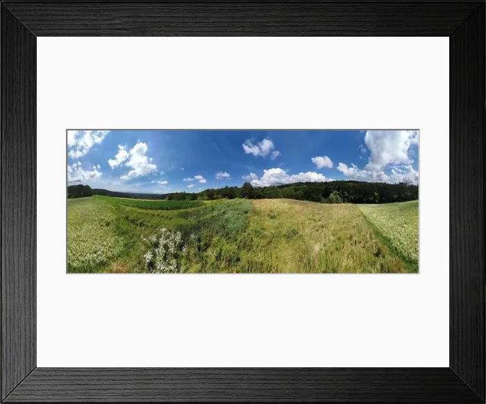 Framed Print : Panorama landscape from the air in the Bavarian Danube area with cloudy summer sky Framed Print : Panorama landscape from the air in the Bavarian Danube area with cloudy summer sky