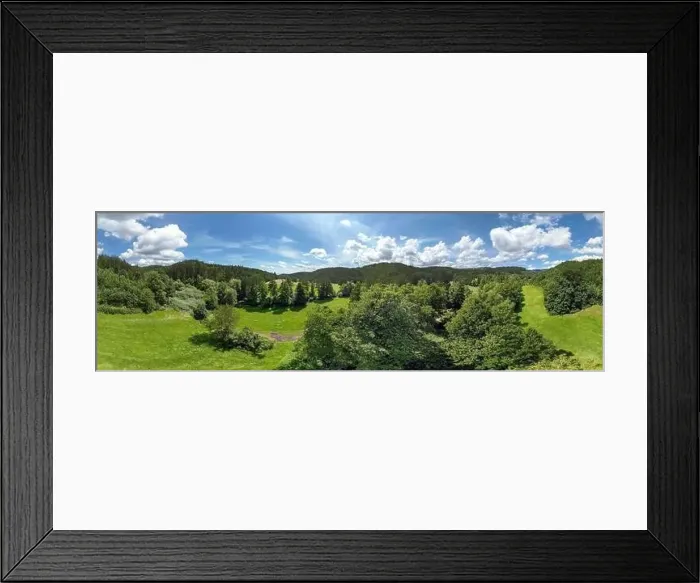 Framed Print : Panorama landscape from the air in the Bavarian Danube area with cloudy summer sky Framed Print : Panorama landscape from the air in the Bavarian Danube area with cloudy summer sky