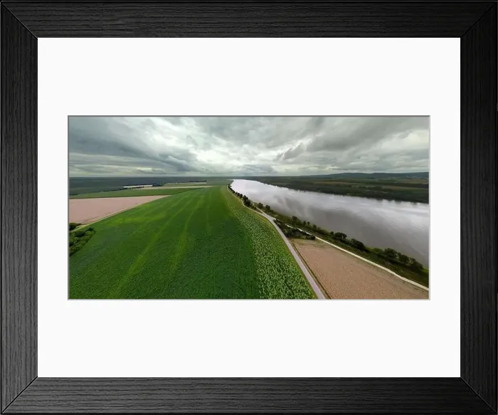 Framed Print : Panorama landscape from the air in the Bavarian Danube area with cloudy summer sky Framed Print : Panorama landscape from the air in the Bavarian Danube area with cloudy summer sky